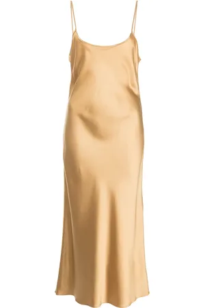 Voz Metallic silk midi slip dress