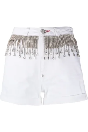 Philipp Plein Crystal-embellished denim shorts