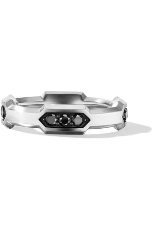 David Yurman Sterling Hex Station diamond band ring (6mm)