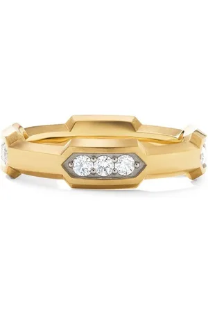 David Yurman 18kt yellow Hex Station diamond band ring (6mm)
