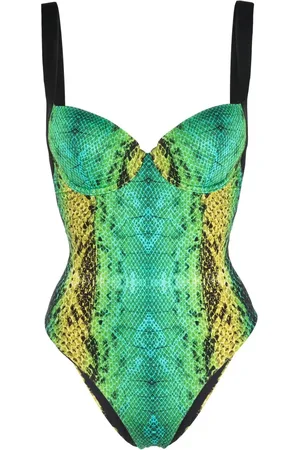 Noire Swimwear Snakeskin-print underwired swimsuit