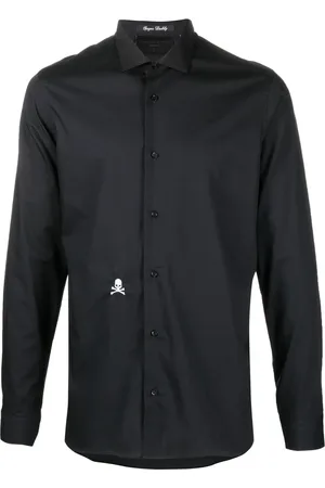 Philipp Plein Embroidered skull cotton shirt