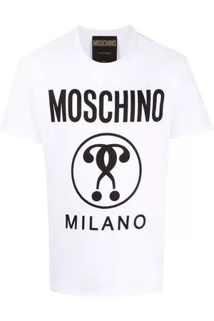 Moschino Men Long Sleeve Polo Shirts - Double Question Mark-print T-shirt