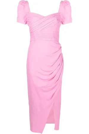 Self-Portrait Ruched-detail wrap midi dress