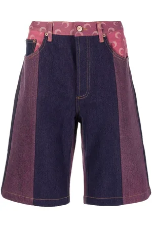 Marine Serre Crescent moon panelled denim shorts
