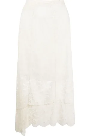 Paco rabanne Split-hem lace midi skirt