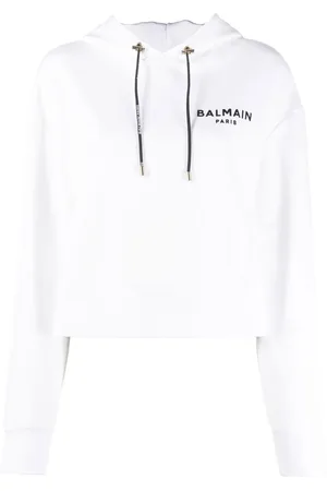 Balmain Logo-print cropped hoodie