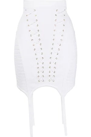 Balmain Lace-up detailed knit skirt