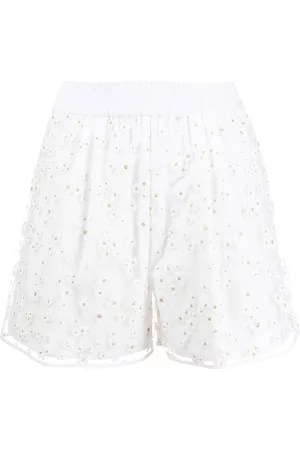 Gina Floral-embroidered cotton shorts