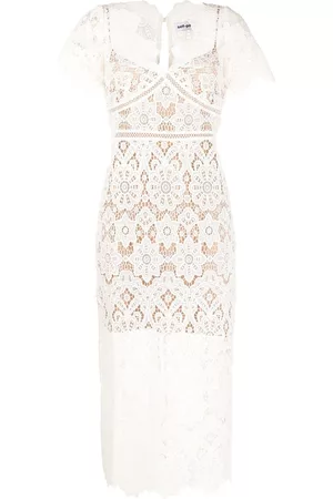 Self-Portrait Floral guipure V-neck midi dress