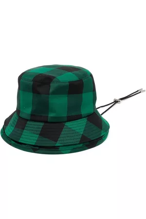 sacai Check-pattern logo-print bucket hat