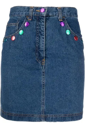 Moschino 1990s button detailing denim skirt