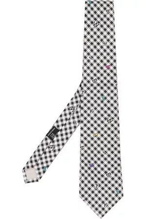 VERSACE 1970s gingham alphabet-print silk tie