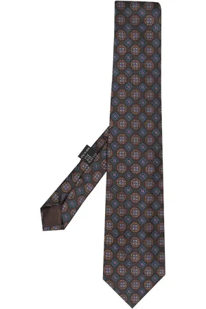 VERSACE 1990s geometric floral-print silk tie
