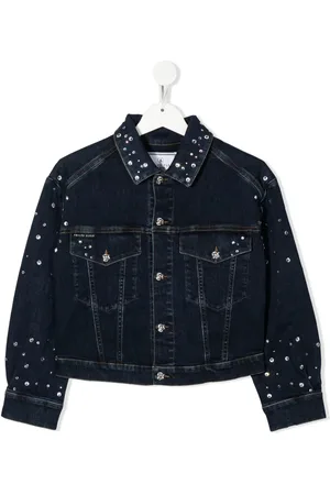 Philipp Plein Crystal-embellished four-pocket denim jacket