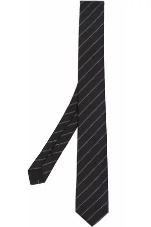 Saint Laurent Men Bow Ties - Stripe-print pointed tie