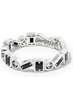 Suzanne Kalan 18kt white gold Inlay Zigzag sapphire eternity band ring