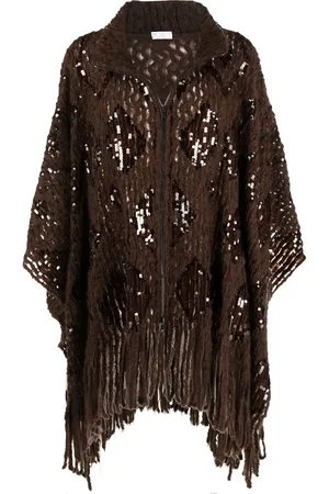 Brunello Cucinelli Sequin-embellished fringed cardigan
