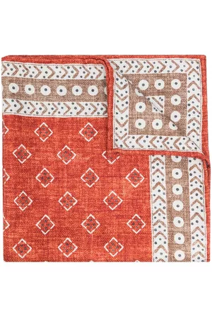 Brunello Cucinelli Men Bow Ties - Silk geometric-pattern pocket square