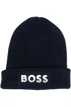 HUGO BOSS Embossed-logo print beanie