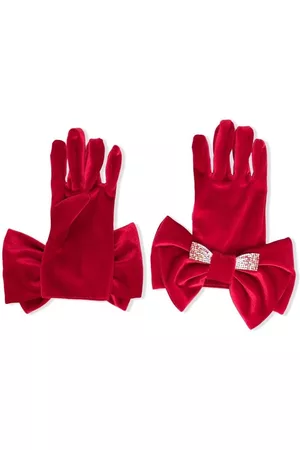 MONNALISA Crystal-bow knitted gloves