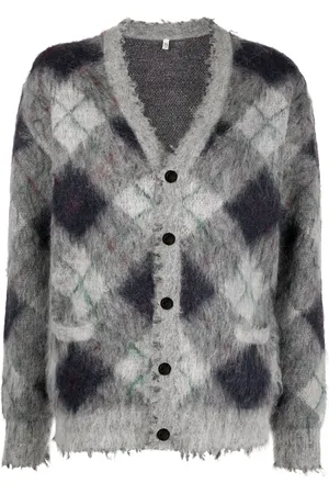 R13 Argyle-knit mohair wool-blend cardigan