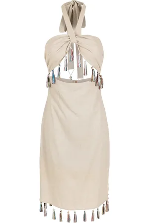 Olympiah Tassel-trim halterneck midi dress