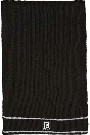 Balmain Logo-patch ribbed scarf
