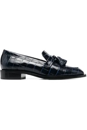 Stuart Weitzman Crocodile-effect tasseled loafers