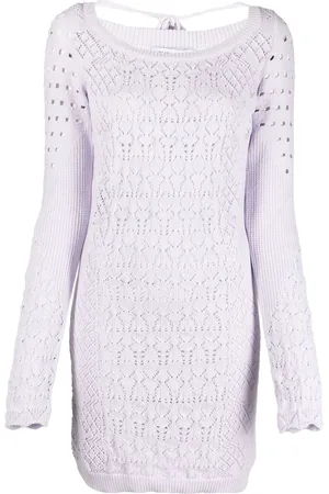 The Attico Open-knit long-sleeved minidress