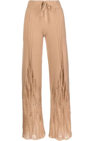 DION LEE Distressed high-waist cashmere trousers