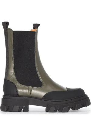 Ganni Polished-finish ridged-sole boots