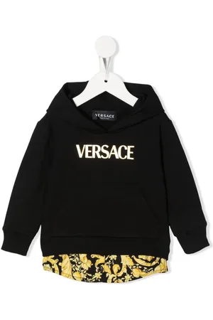 VERSACE Layered logo print hoodie