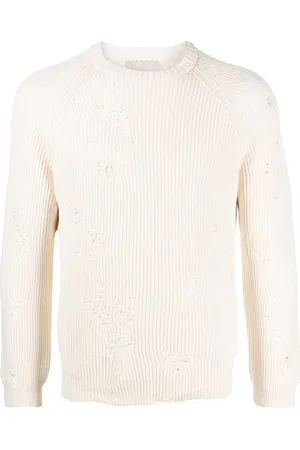LANEUS Ripped ribbed-knit jumper