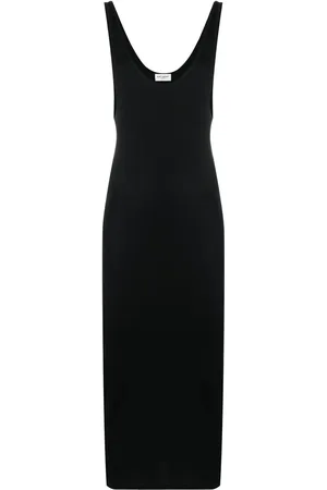 Saint Laurent Fine-ribbed slip dress