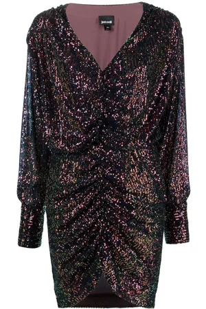 Roberto Cavalli Ruched sequin-embellished mini dress