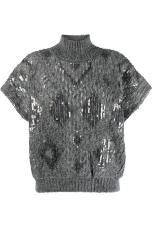 Brunello Cucinelli Embellished short-sleeve jumper