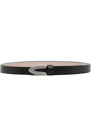 Brunello Cucinelli Pebble-leather thin belt
