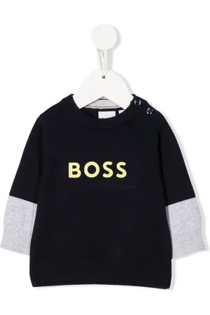 HUGO BOSS Two-tone logo-print jumper