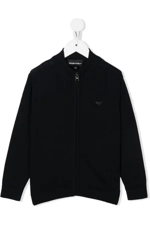 Emporio Armani Logo-patch zip-up cardigan