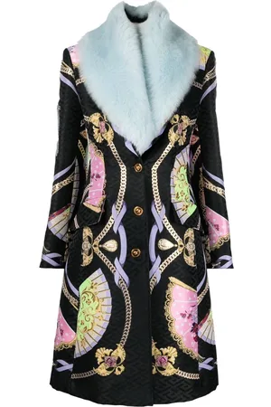 VERSACE Baroque-print single-breasted coat