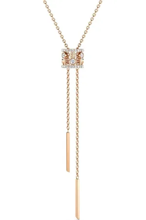 De Beers 18kt rose gold Dewdrop diamond slider necklace