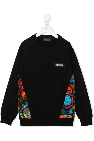 VERSACE Logo-patch cotton sweatshirt