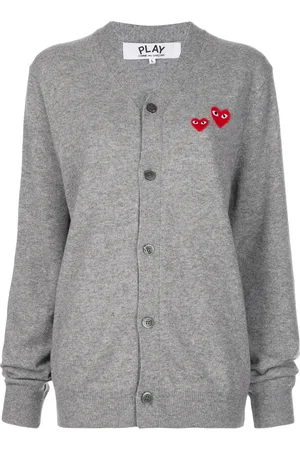 Comme des Garçons Double heart-patch knit cardigan