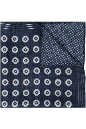 Brunello Cucinelli Men Bow Ties - Geometric-pattern silk pocket square