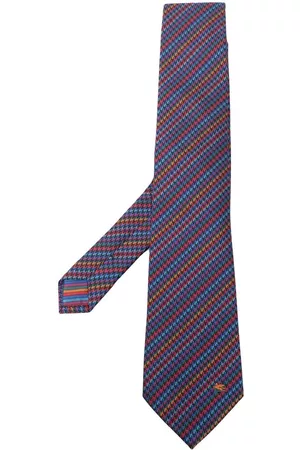 Etro Men Bow Ties - Houndstooth-pattern silk tie