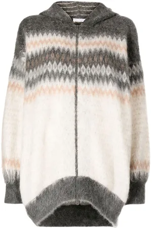 Brunello Cucinelli Zigzag knit hooded cardigan