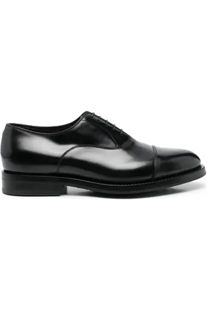 santoni Almond-toe leather derby shoes