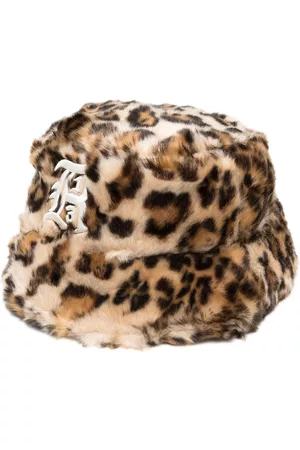 R13 Faux-fur leopard-print bucket hat
