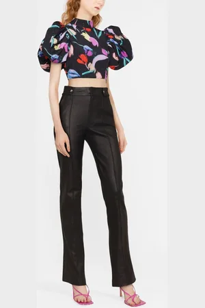 ROTATE Dusk floral-print cropped blouse